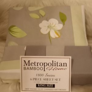 2❤️Metropolitan Bamboo Floral & Leaf King Sheet Set